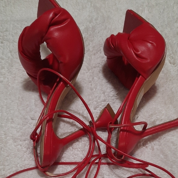 EGO Vibrant Red Strappy Heels - Picture 4 of 7